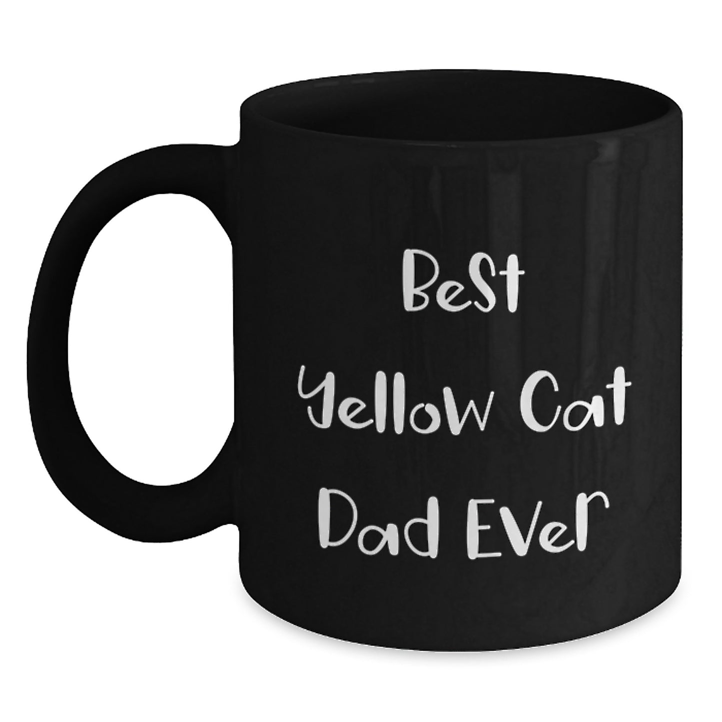 Funny Yellow Cat Dad Ever Black Coffee Mug Gifts for Him from Friends - Main