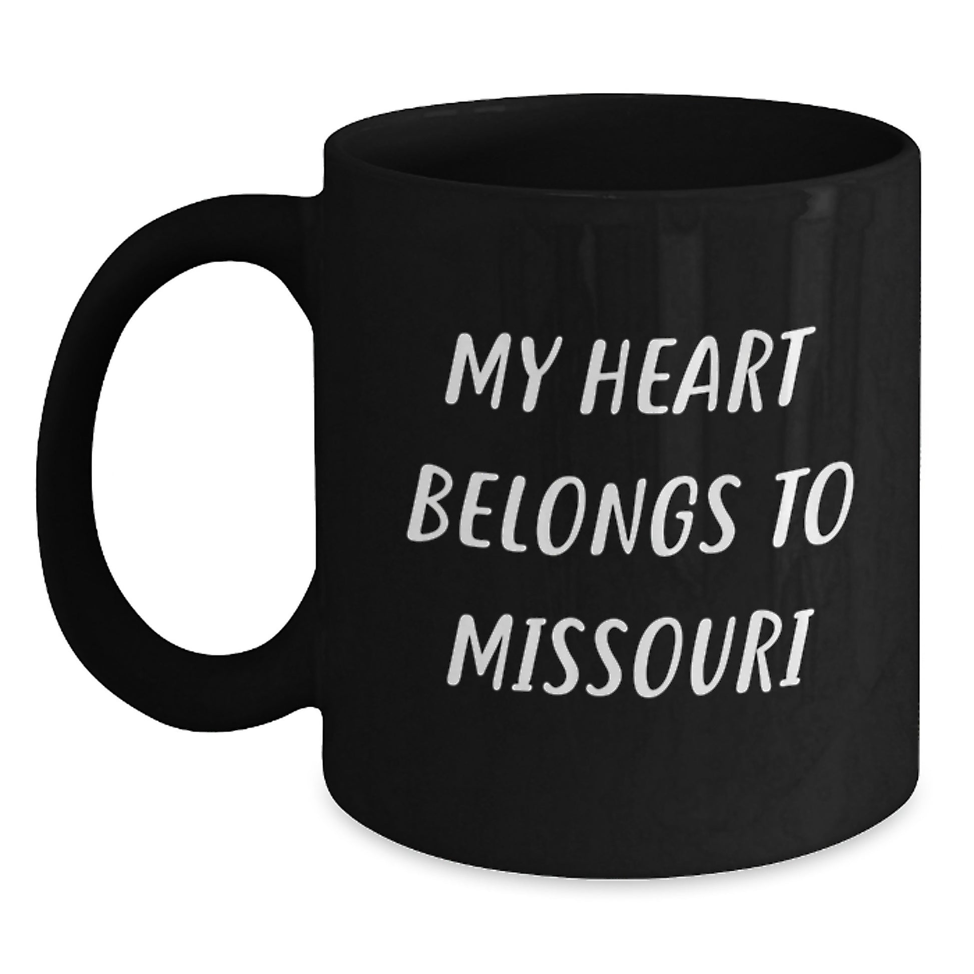 Missouri Love Gifts from Men to Friends and Family, 'My Heart Belongs To Missouri' Funny Black Coffee Mug, Birthday Unique Gifts - Main