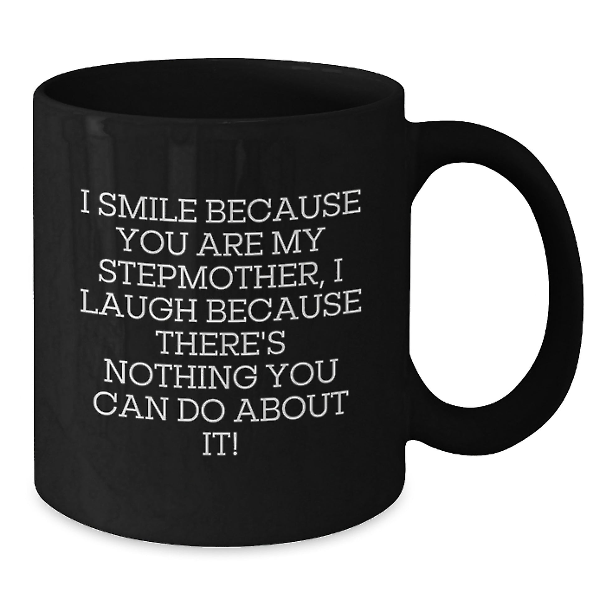 Funny Stepmother Gifts for Her Christmas Morning - I Smile Because You Are My Stepmother, I Laugh Because There's Nothing You Can Do About It! Black Coffee Mug Gifts from Friends and Family - Additional
