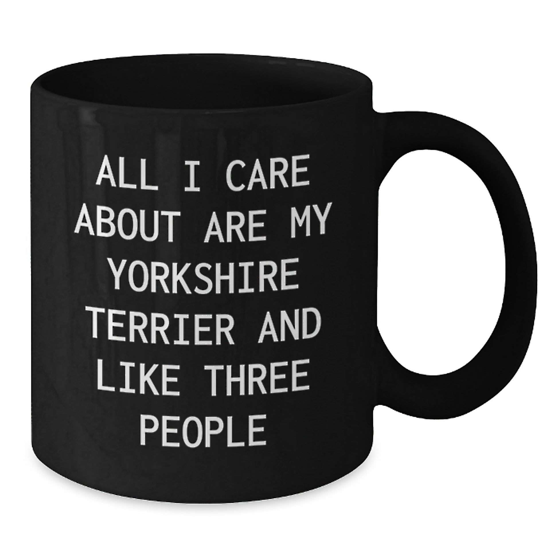 Funny Yorkshire Terrier Dog Gifts from Men - 'All I Care About Are My Yorkshire Terrier And Like Three People' Black Coffee Mug for Birthday - Additional