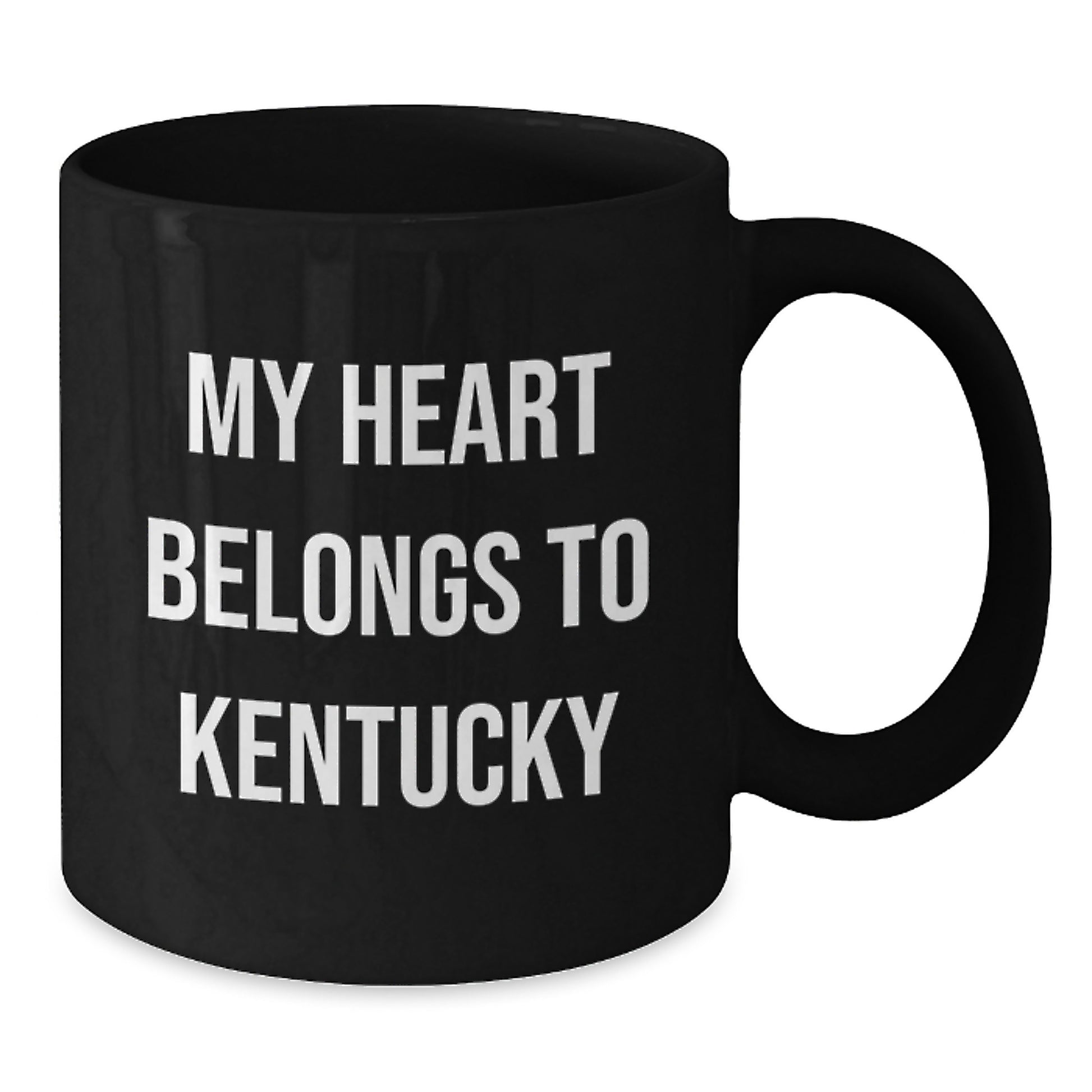 Kentucky Proud Black Coffee Mugs, Funny Quote 'My Heart Belongs To Kentucky', Gifts from Friends for Birthday, 11oz or 15oz Ceramic Mugs - Additional
