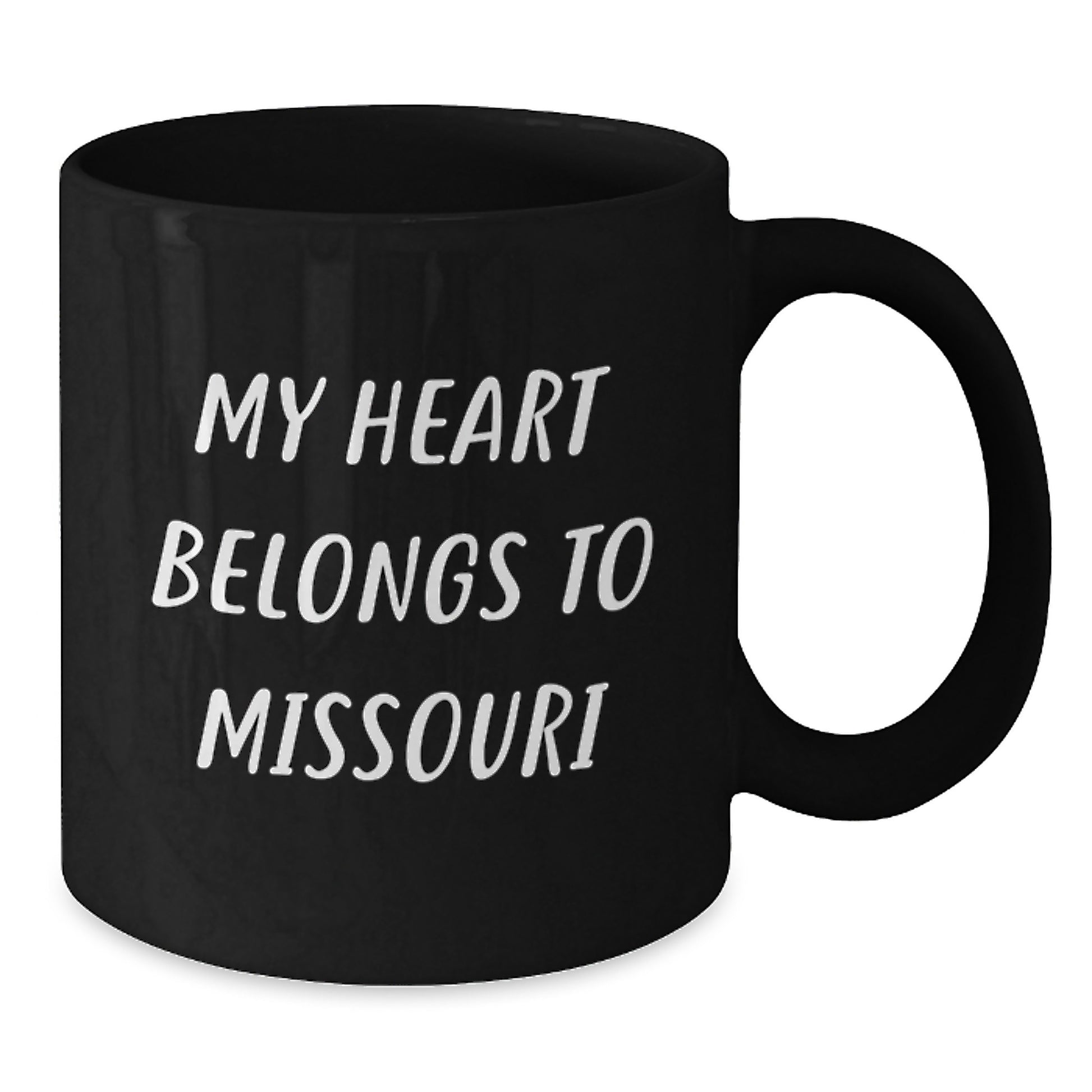 Missouri Love Gifts from Men to Friends and Family, 'My Heart Belongs To Missouri' Funny Black Coffee Mug, Birthday Unique Gifts - Additional