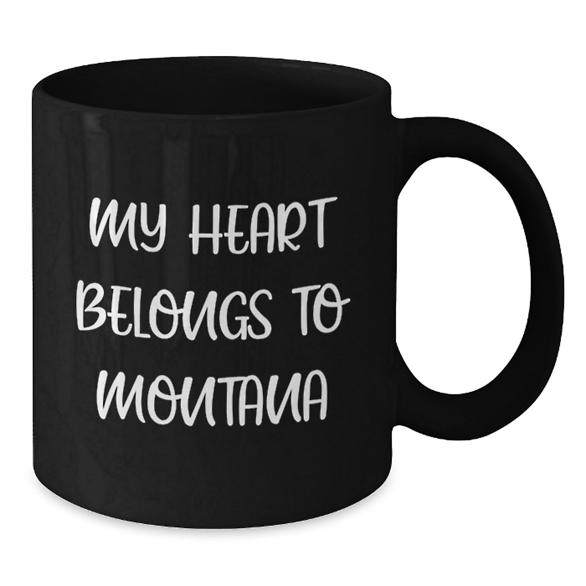 Funny Montana Gifts for Him - My Heart Belongs To Montana, Black Coffee Mug, Birthday Unique Presents from Men to Friends - Additional