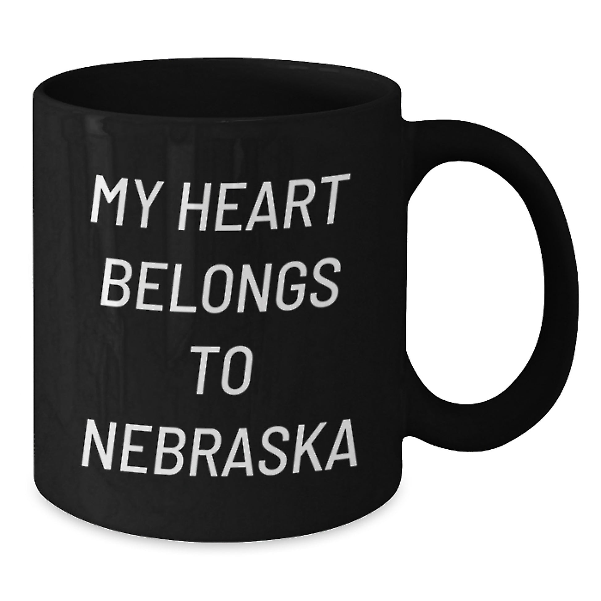 Nebraska Lovers Funny Mugs Gifts from Friends to Family, 'My Heart Belongs To Nebraska' Quote on Black Coffee Mug for Birthday - Additional