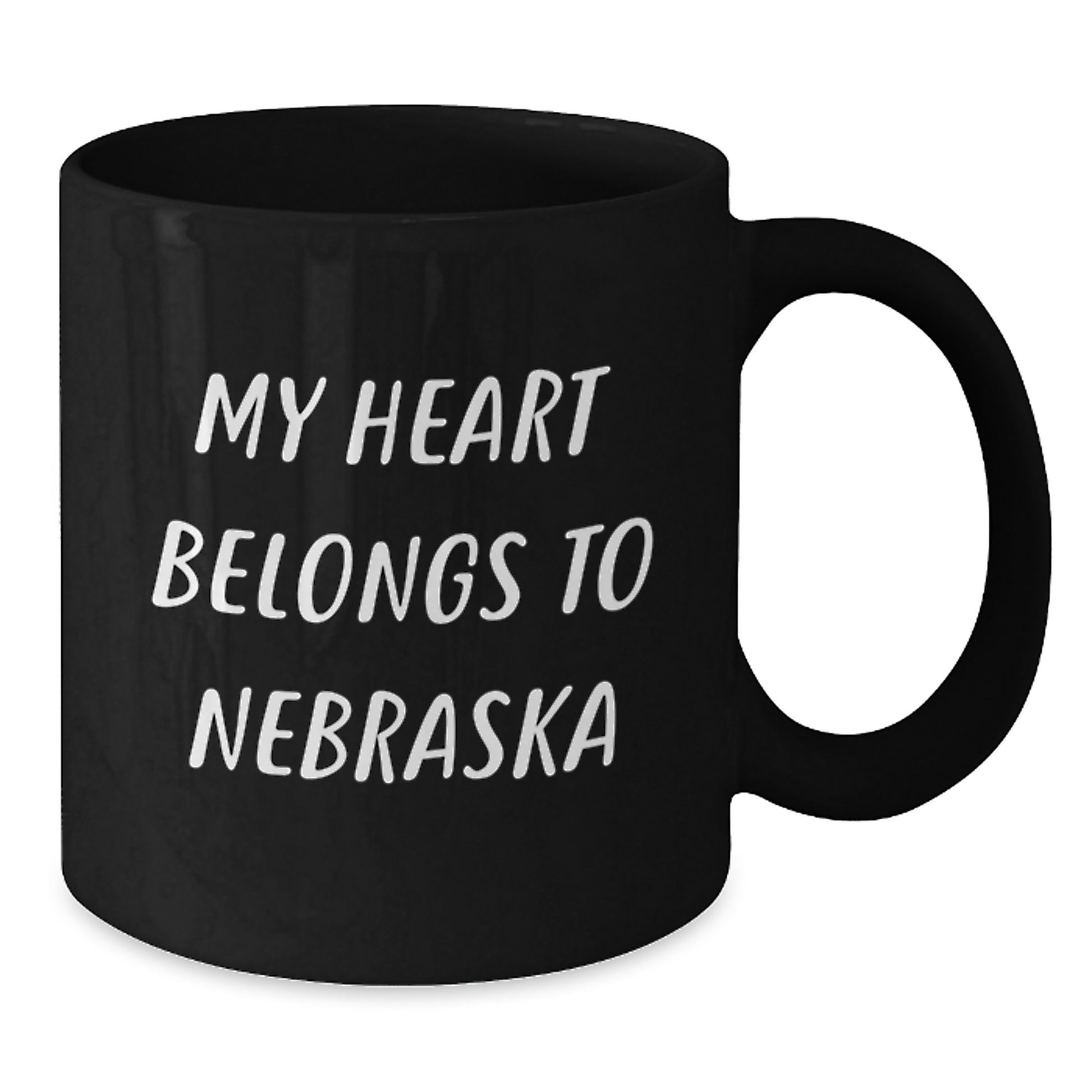 Funny Nebraska Coffee Mugs, My Heart Belongs To Nebraska, Black Coffee Mug, Birthday Unique Gifts from Friends to Nebraska Lovers, Gifts for Nebraska Men and Women - Additional