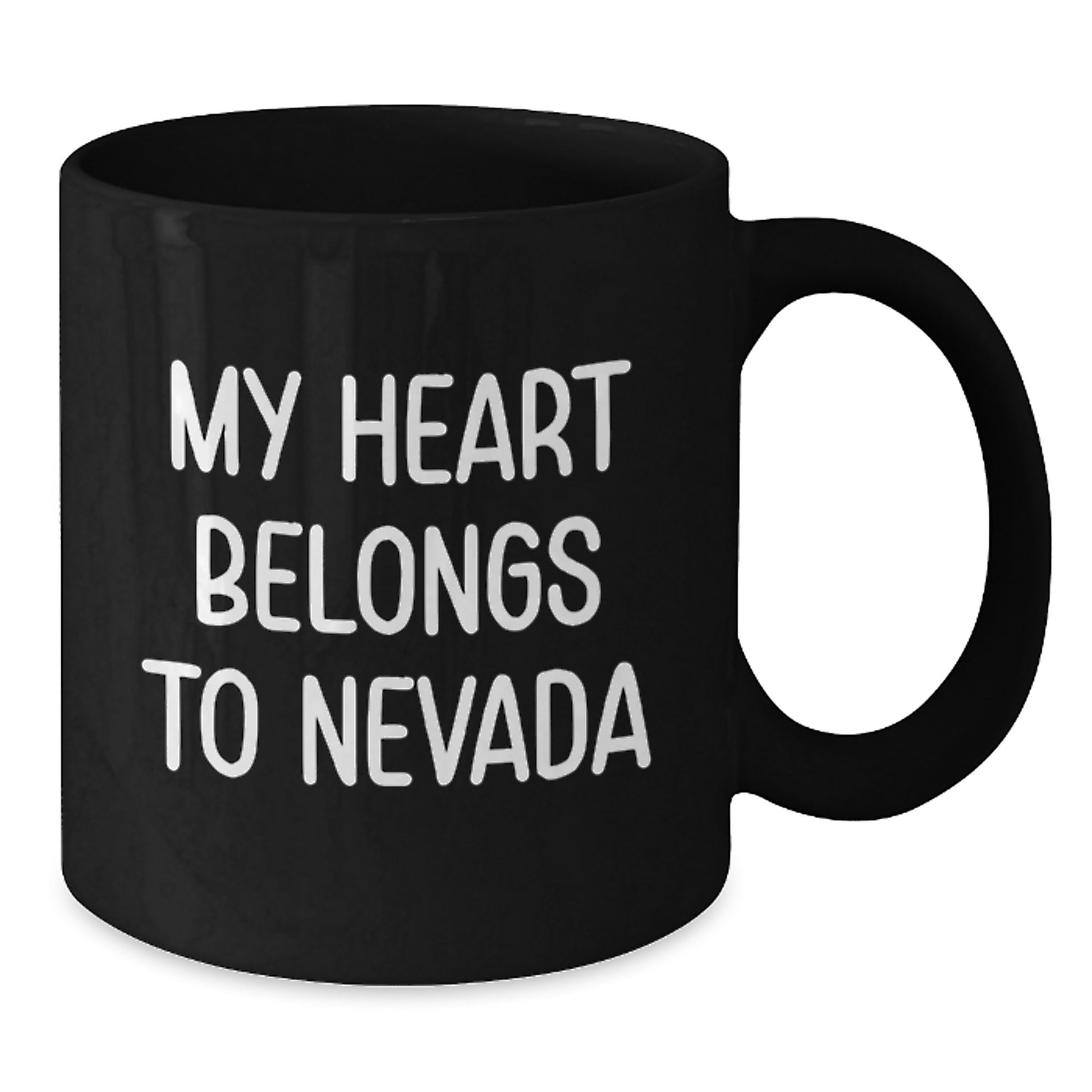 Funny Nevada Gifts - My Heart Belongs To Nevada Black Coffee Mug for Birthday, Gifts from Men, Women, Friends, Coworkers, Family - Additional