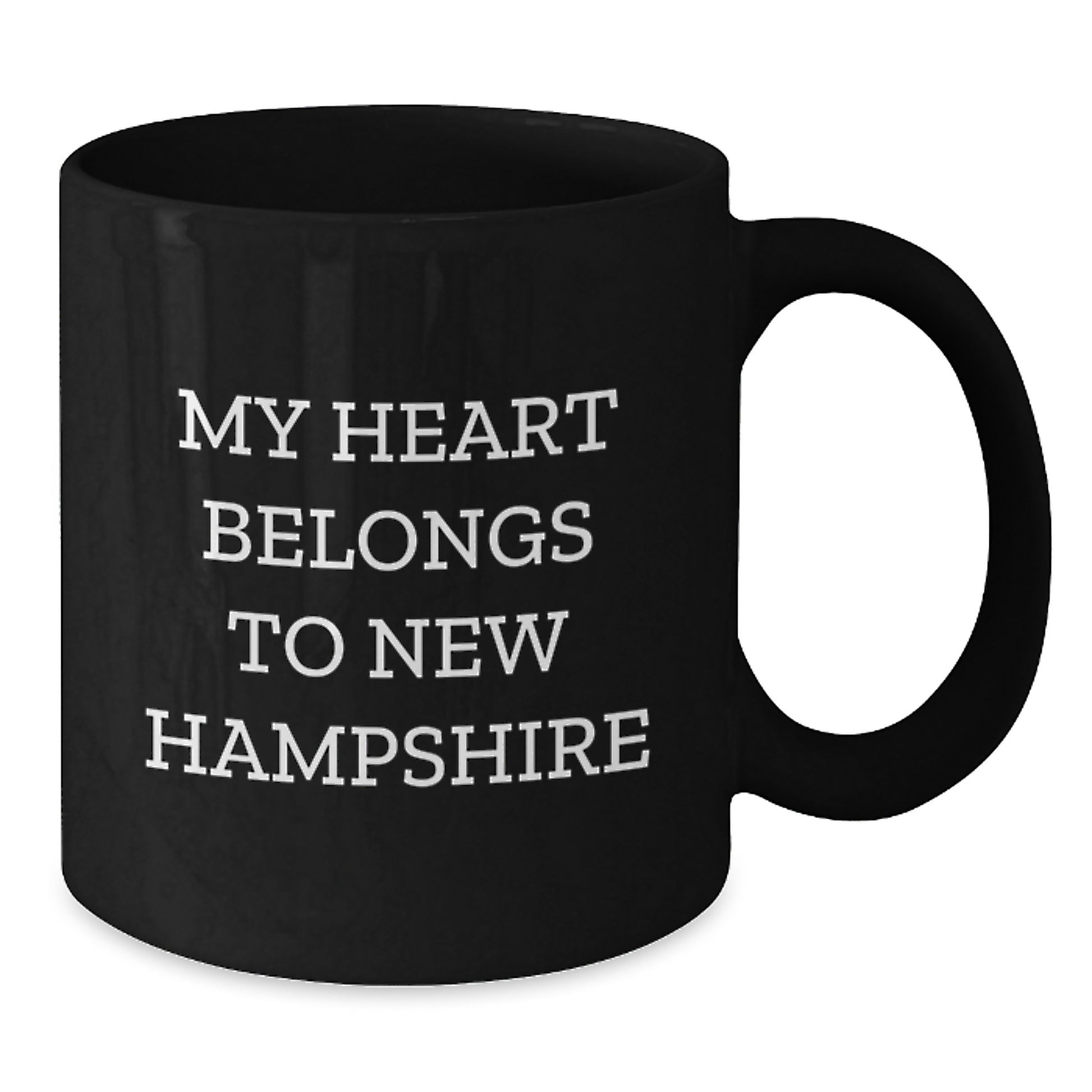Funny New Hampshire Gifts from Friends and Family - My Heart Belongs To New Hampshire Black Coffee Mug, Birthdays and Unique Gifts for Her, Him, Men, Women, Coworkers, Family - Additional