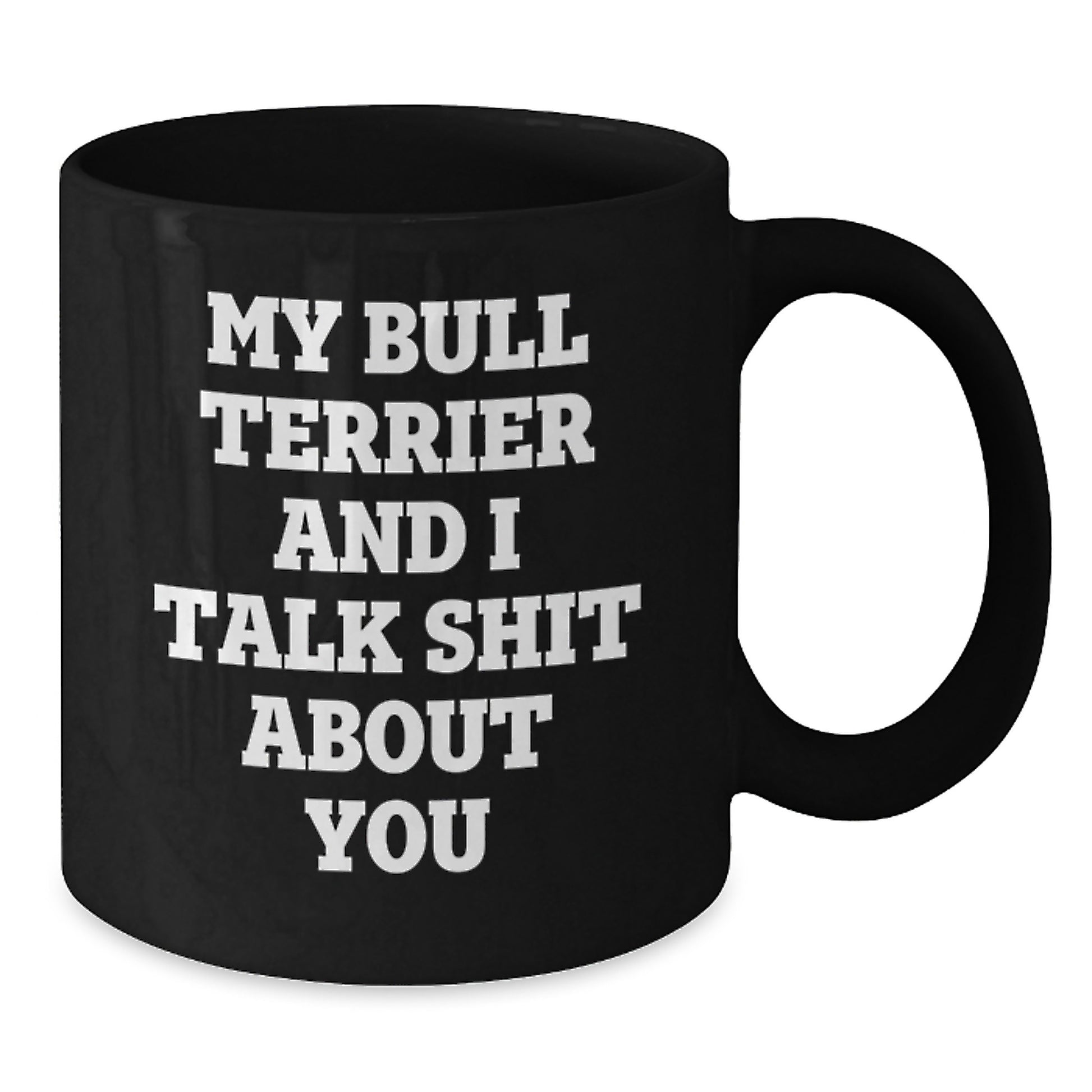 Bull Terrier Dog Lover Funny Coffee Mugs Gifts from Men to Friends - My Bull Terrier And I Talk Shit About You, Black Coffee Mug - Additional