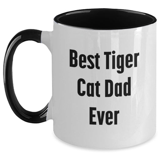 Funny Tiger Cat Dad Gifts from Friends and Family - Best Tiger Cat Ever Two Tone Coffee Mug, Birthday Unique Gifts - Main