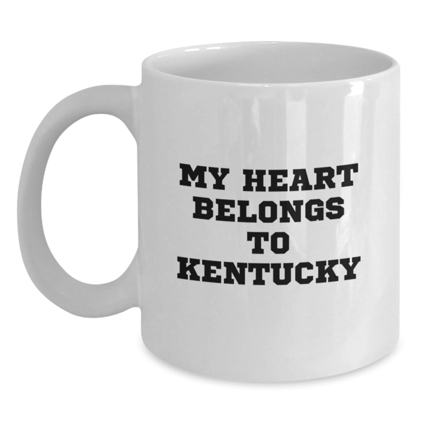 Funny Kentucky Gifts from Men to Women, White Coffee Mugs with 'My Heart Belongs To Kentucky' Quote, Birthday Unique Gifts for Kentucky Enthusiasts - Main