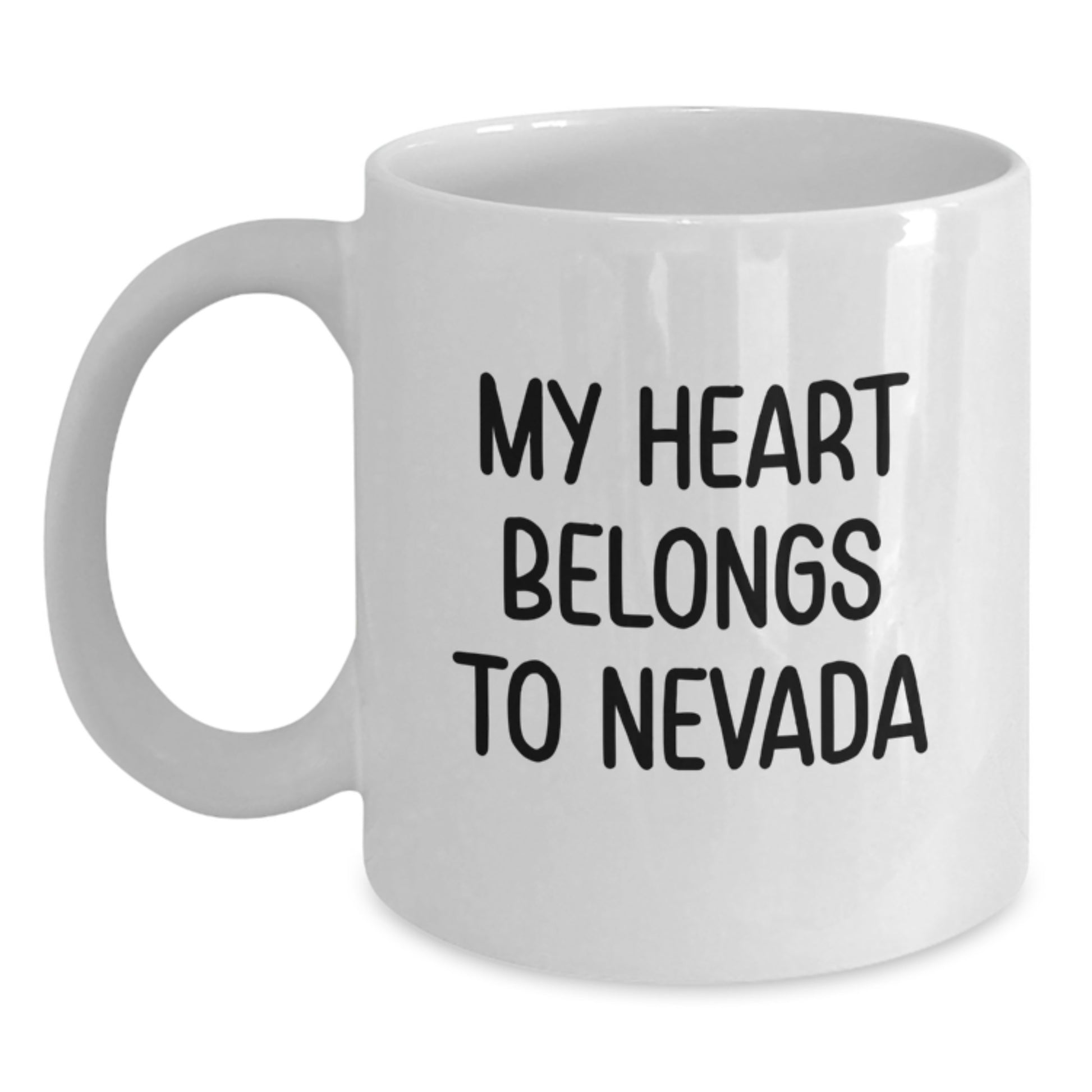 Funny Nevada Gifts - My Heart Belongs To Nevada White Coffee Mug, Birthday Unique Gifts from Friends, Coworkers, Family - Main