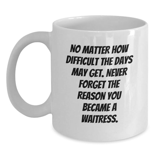 Waitress Gifts from Friends, Unique Inspirational White Coffee Mug for Waitress, Never Forget the Reason You Became a Waitress, Graduation Gifts from Family - Main