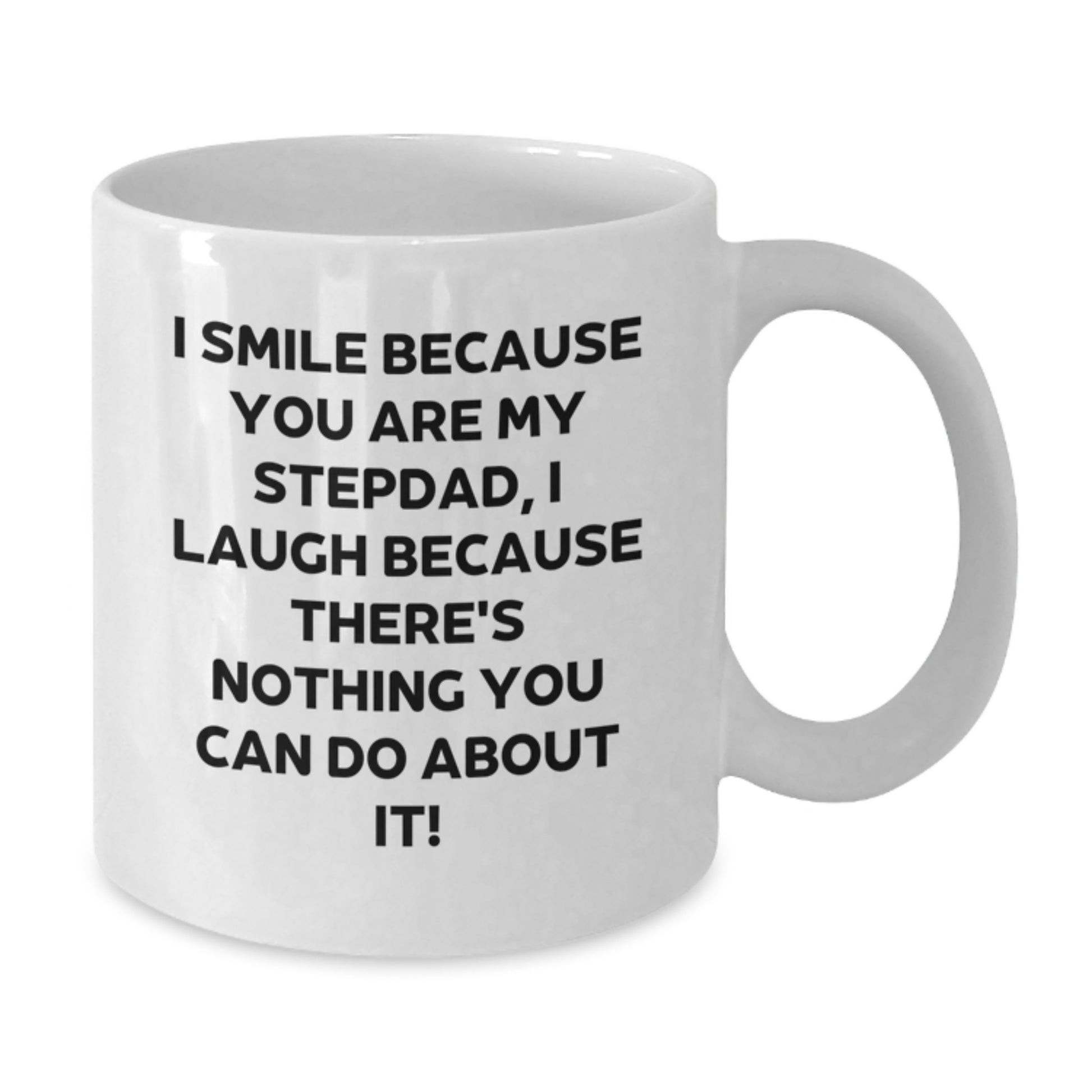 Funny Stepdad Gifts from Men, Unique White Coffee Mug for Graduation, I Smile Because You Are My Stepdad, I Laugh Because There's Nothing You Can Do About It! - Additional