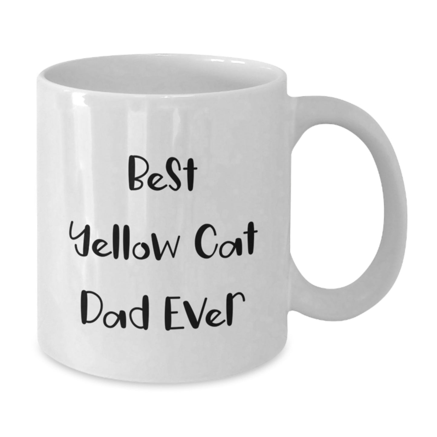 Funny Yellow Cat Dad Gifts for Him from Friends on Birthday - White Coffee Mug, 11oz or 15oz Capacity, Ceramic, Microwave and Dishwasher Safe - Additional