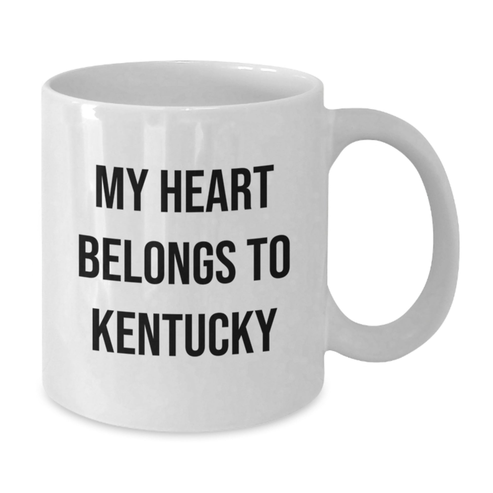 Funny Kentucky Gifts from Friends for Birthday - 'My Heart Belongs To Kentucky' White Coffee Mug, 11oz or 15oz, Ceramic, Microwave and Dishwasher Safe - Additional