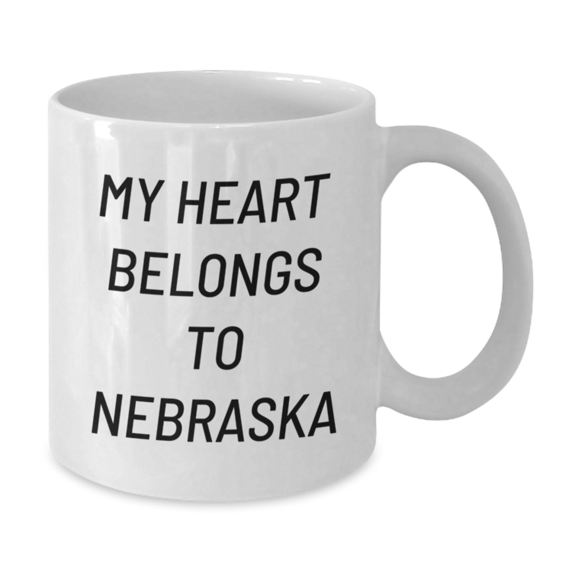 Funny Nebraska Quotes White Coffee Mug, My Heart Belongs To Nebraska Gifts from Friends to Family for Birthday - Additional
