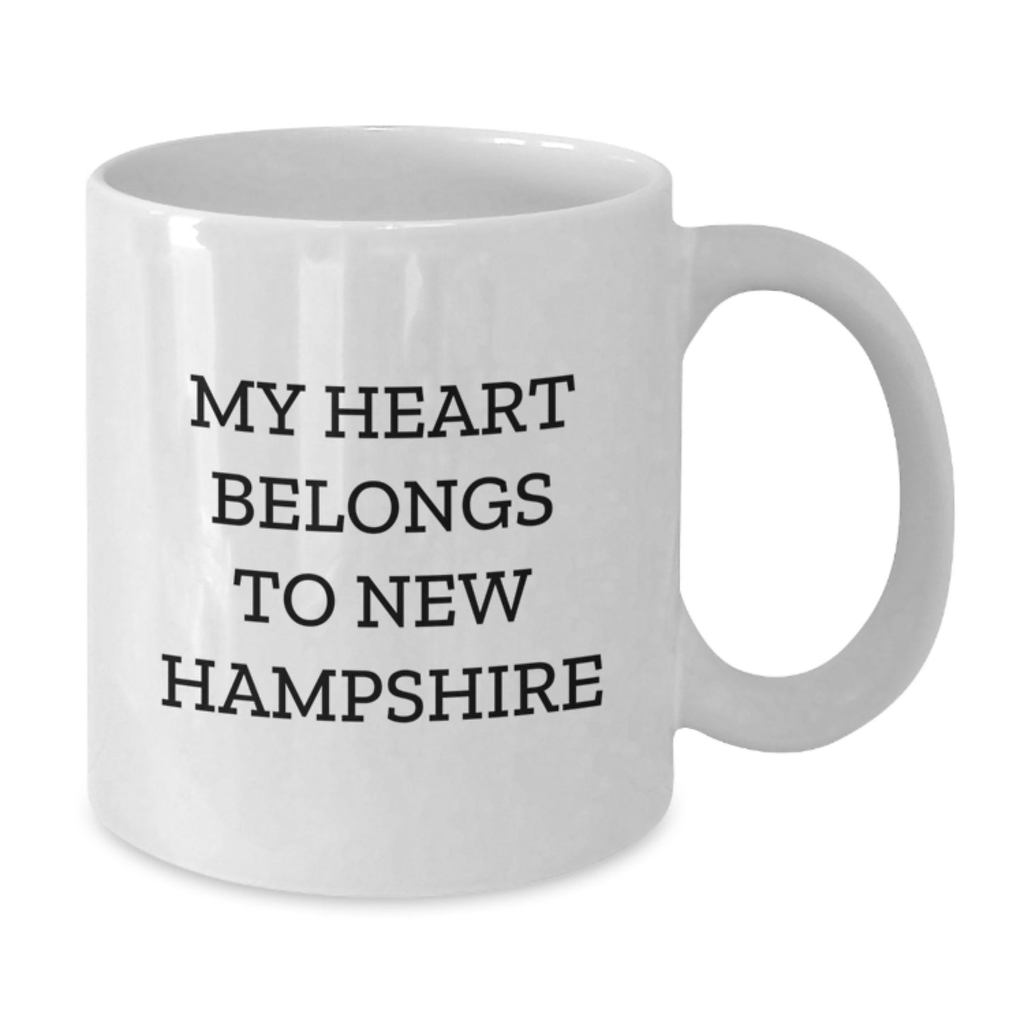 Funny New Hampshire Quote White Coffee Mugs, Gifts from Friends and Family for Birthday, My Heart Belongs to New Hampshire Gifts - Additional