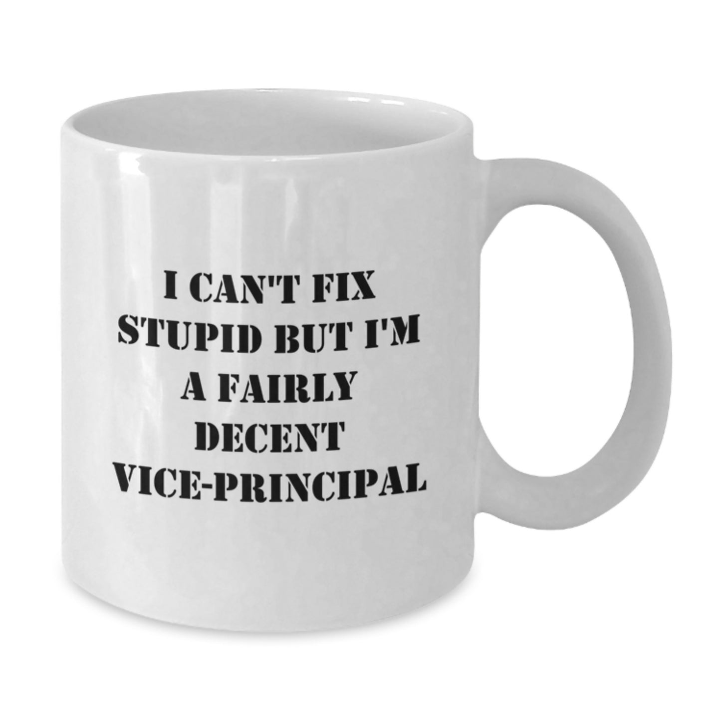 Funny Vice-Principal Gifts from Family - White Coffee Mug with 'I Can't Fix Stupid But I'm A Fairly Decent Vice-Principal' - Graduation Unique Gifts - Additional