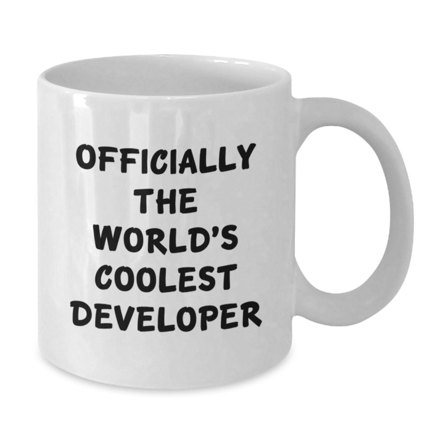 Funny Developer Gifts from Friends for Men, 'Officially The World's Coolest Developer' White Coffee Mug, Graduation Unique Gifts - Additional