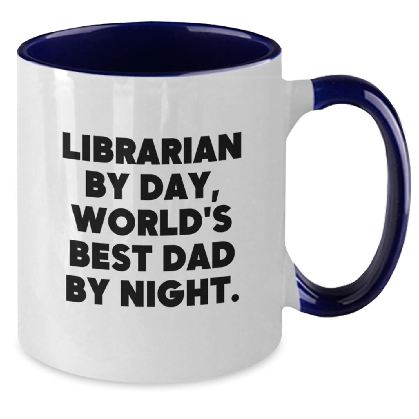 Librarian Gifts from Men - Two Tone Coffee Mug, Librarian By Day, World's Best Dad By Night., Funny Birthday Unique Gift for Librarian, 11oz Microwave Dishwasher Safe - Additional