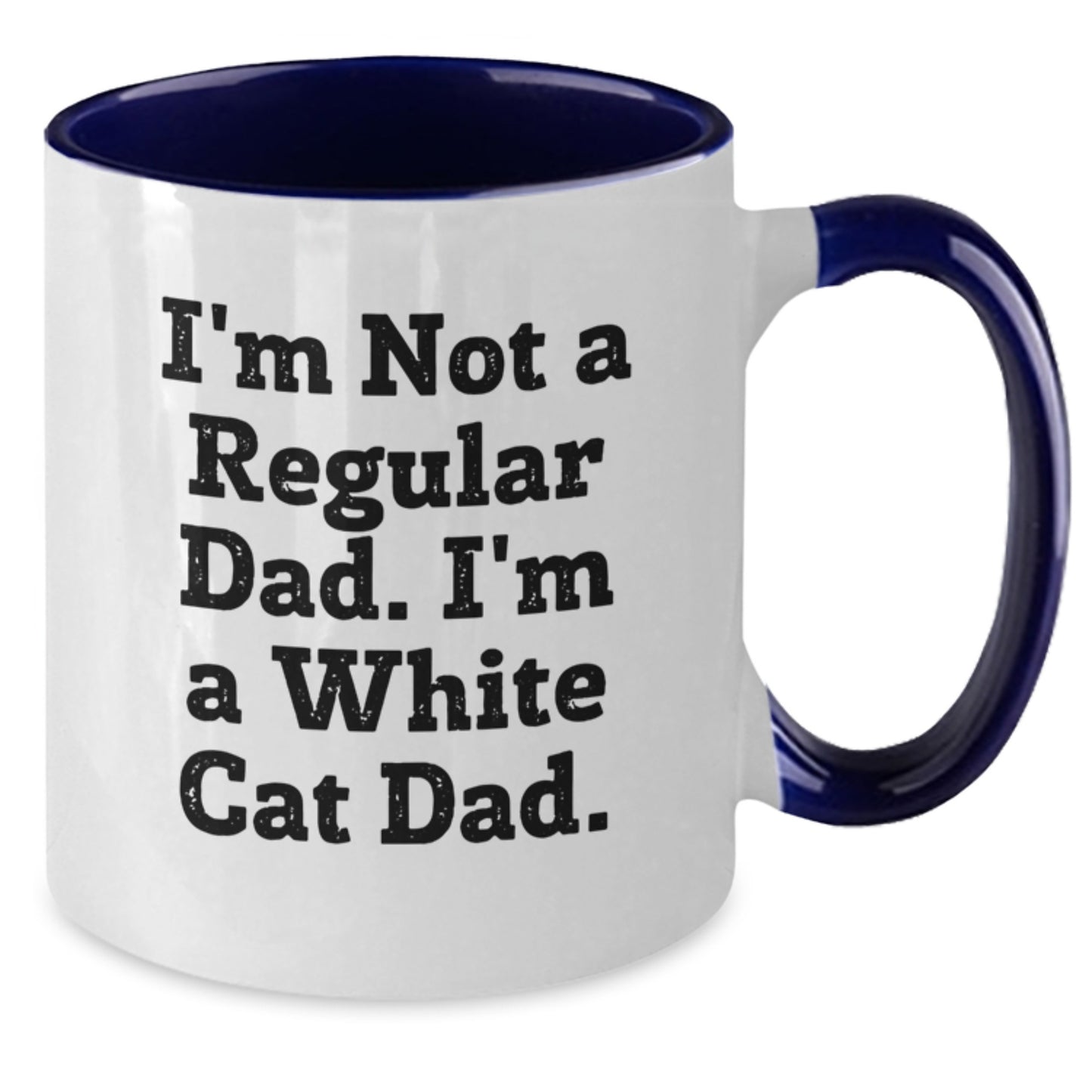 Funny White Cat Dad Gifts from Men to Men, Unique Christmas Unique Gifts for White Cat Lovers, White Cat Enthusiasts Two Tone Coffee Mug - Additional