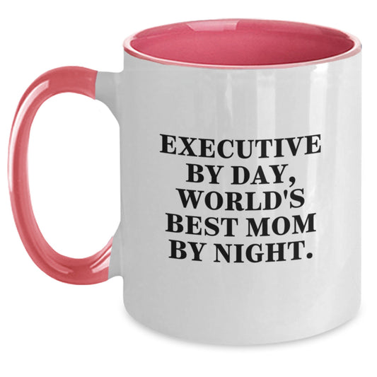 Funny Executive Two Tone Coffee Mugs Gifts from Family to Executive By Day, World's Best Mom By Night. - Main