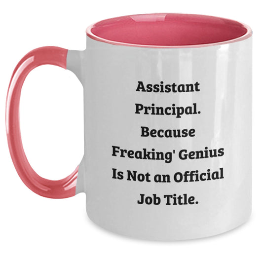Funny Gifts from Friends and Family for Assistant Principal - Assistant Principal Two Tone Coffee Mugs, 'Because Freaking genius Is Not An Official Job Title', Christmas Unique Gifts - Main