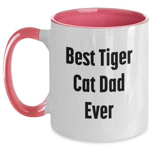 Funny Tiger Cat Dad Gifts from Friends and Family - Best Tiger Cat Ever Two Tone Coffee Mug, Birthday Unique Gifts - Main