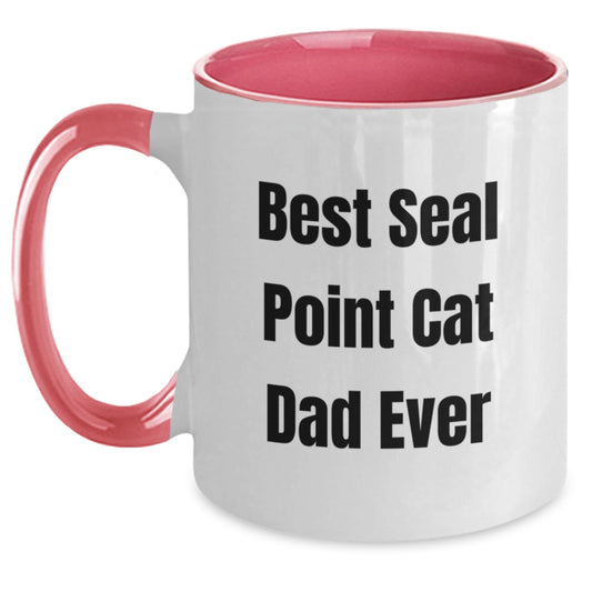 Funny Seal Point Cat Dad Gifts from Friends for Birthday - Two Tone Coffee Mug, 'Best Seal Point Cat Dad Ever' - Main