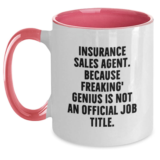 Insurance Sales Agent Funny Quote Two Tone Coffee Mug Gifts from Friends for Birthday, Black and White, Red and White, Navy and White, or Pink and White - Microwave and Dishwasher Safe - Main