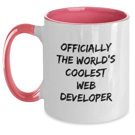 Funny Web Developer Gifts from Men - 'Officially The World's Coolest Web Developer' Two Tone Coffee Mug for Christmas Unique Gifts for Him - Main