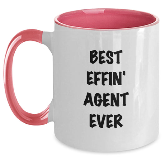 Funny Agent Gifts - Best Effin' Agent Ever Two Tone Coffee Mug, Birthday Unique Gifts from Friends, Coworkers, Family - Main