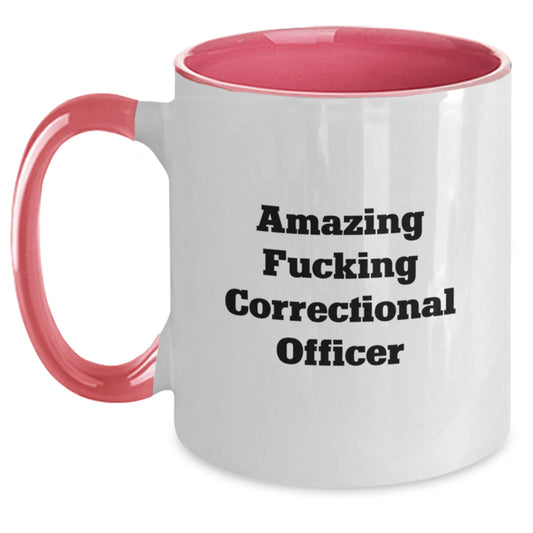 Funny Correctional Officer Gifts from Friends - 'Amazing F--king Correctional Officer' Two Tone Coffee Mug for Birthday - Main