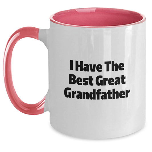 Funny Grandfather Gifts for Men from Family on Valentine's, Two Tone Coffee Mug with 'I Have The Best Great Grandfather' Quote - Main