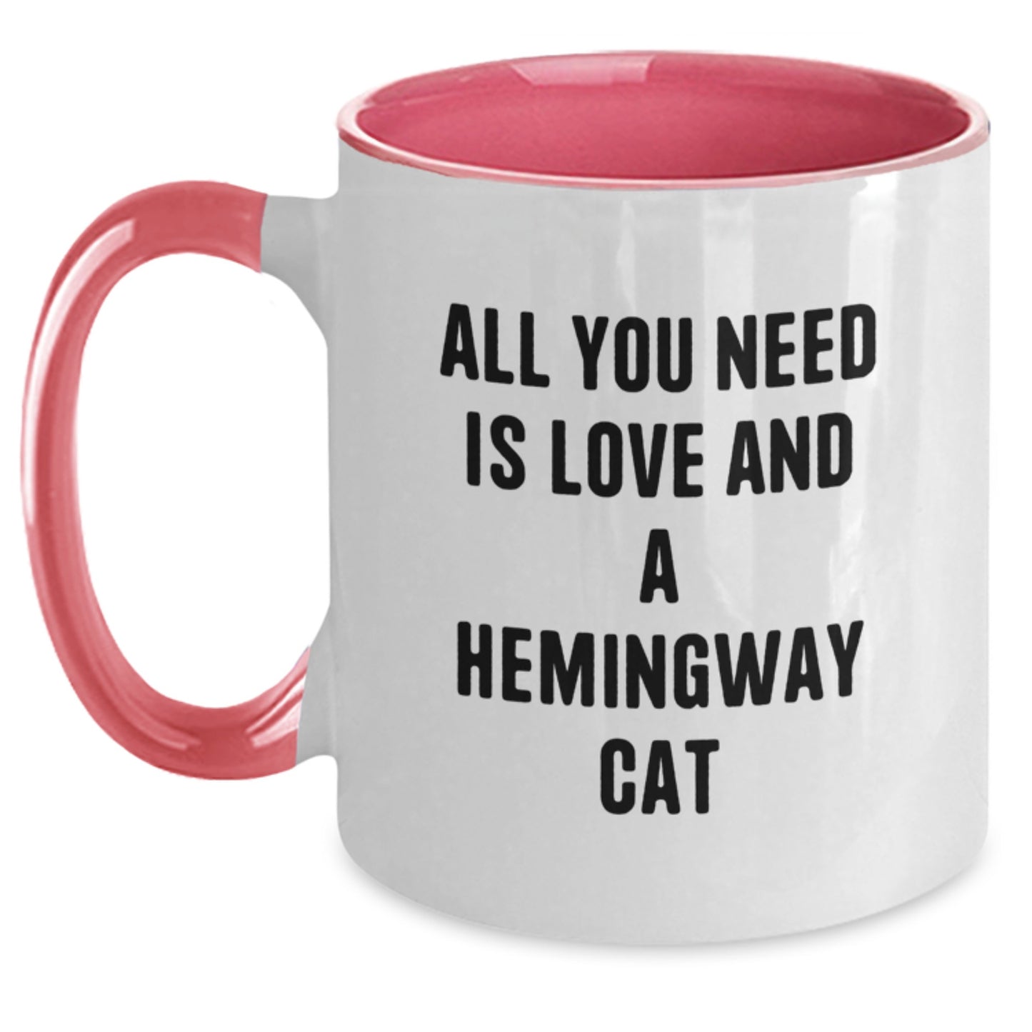 Funny Hemingway Cat Gifts from Friends for Birthday - Two Tone Coffee Mug, All You Need Is Love And A Hemingway Cat - Main