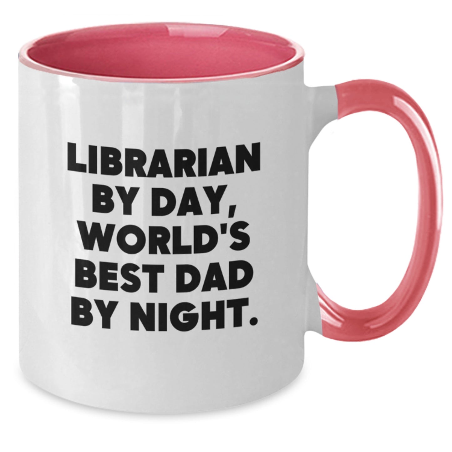 Librarian Gifts from Men - Two Tone Coffee Mug, Librarian By Day, World's Best Dad By Night., Funny Birthday Unique Gift for Librarian, 11oz Microwave Dishwasher Safe - Additional