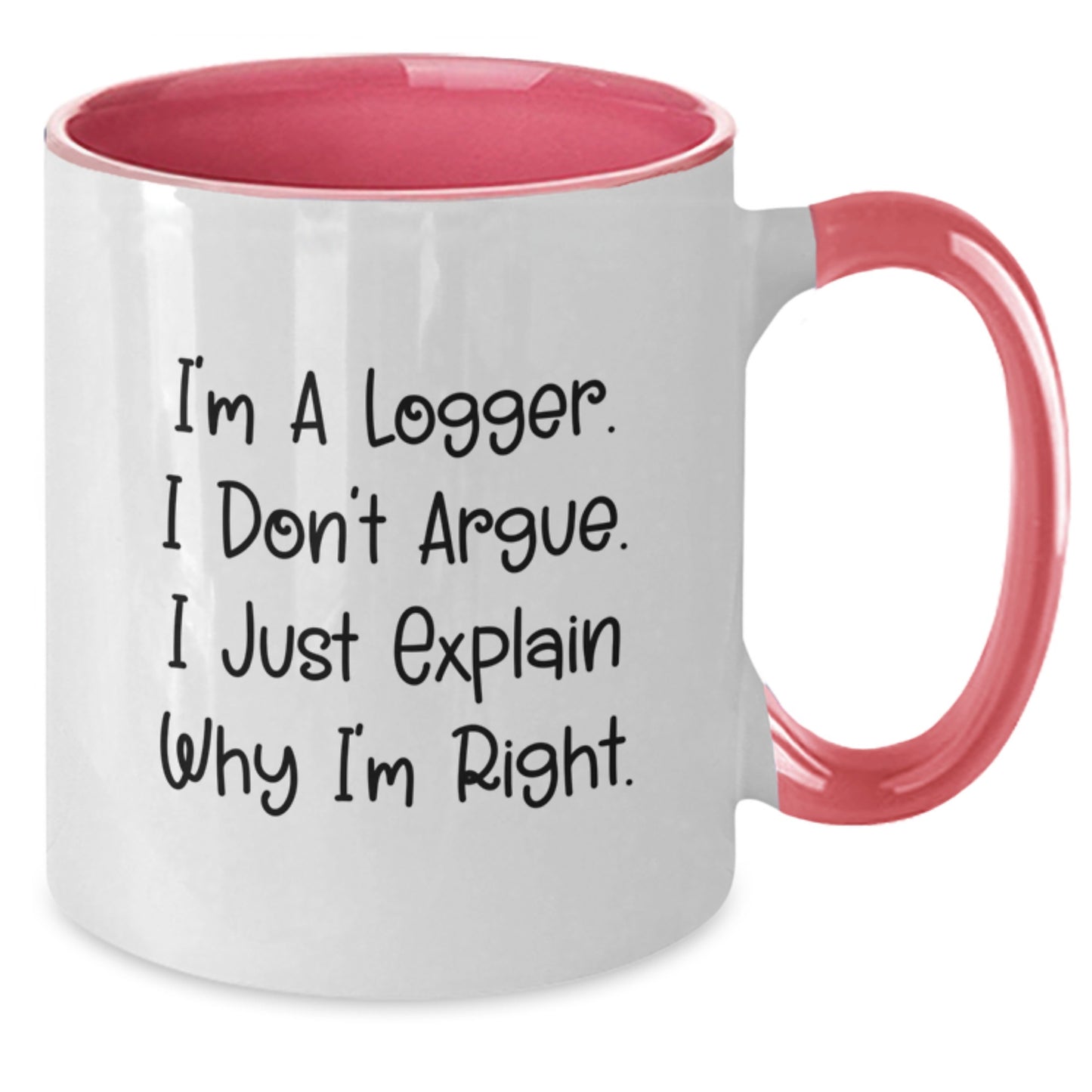 Gifts from Friends for Logger Christmas Unique Mugs - Funny I'm A Logger Sarcasm Two Tone Coffee Mug - Black and White, Red and White, Navy and White, Pink and White - Additional