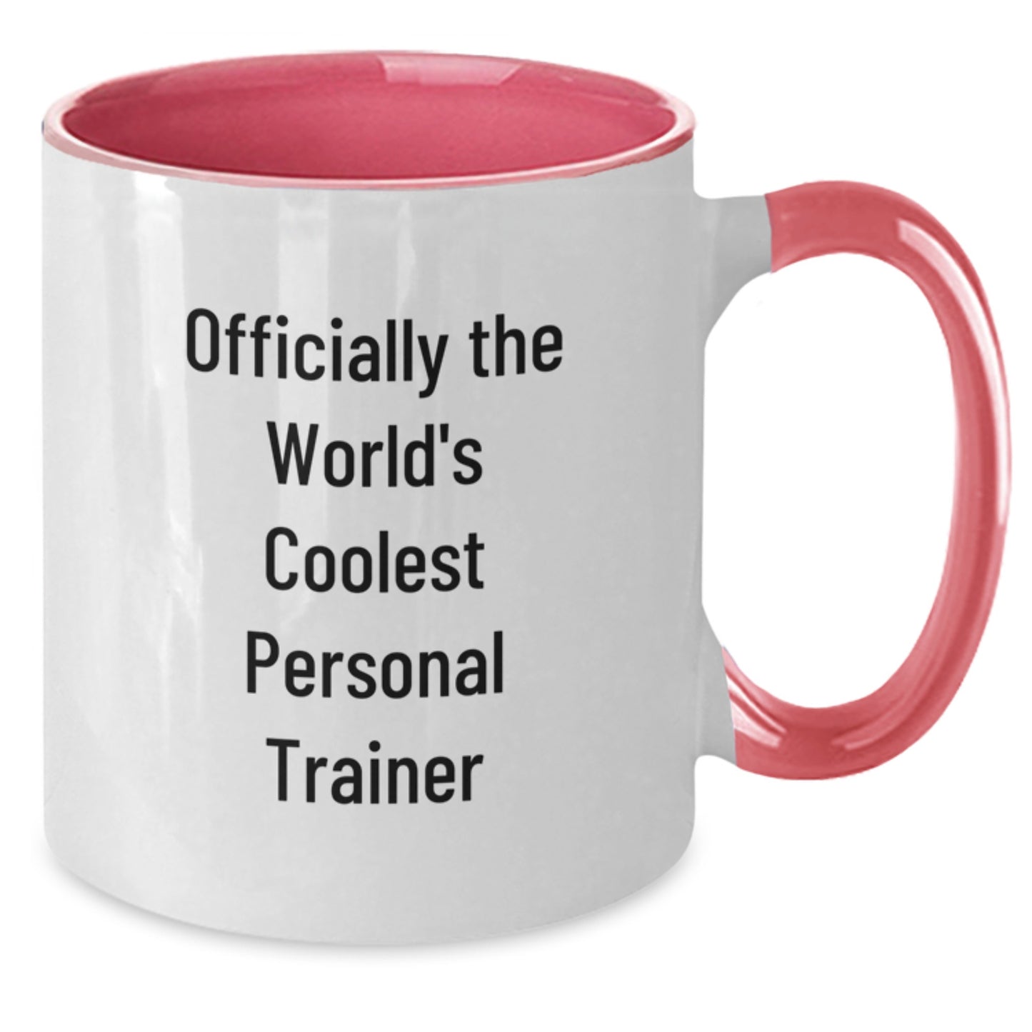 Funny Personal Trainer Gifts from Friends for Graduation - 'Officially The World's Coolest Personal Trainer' Two Tone Coffee Mug, 11oz, Microwave and Dishwasher Safe - Additional