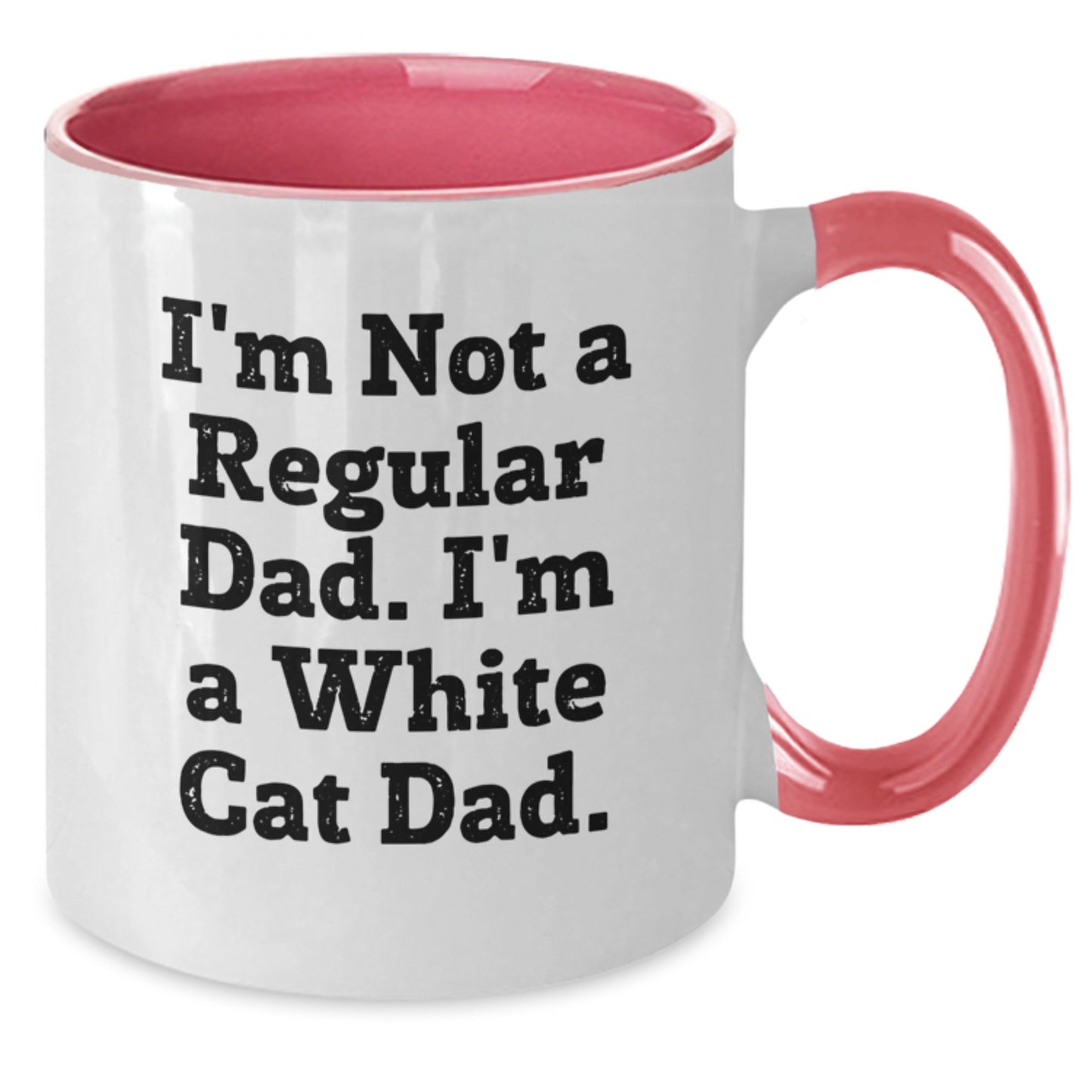 Funny White Cat Dad Gifts from Men to Men, Unique Christmas Unique Gifts for White Cat Lovers, White Cat Enthusiasts Two Tone Coffee Mug - Additional