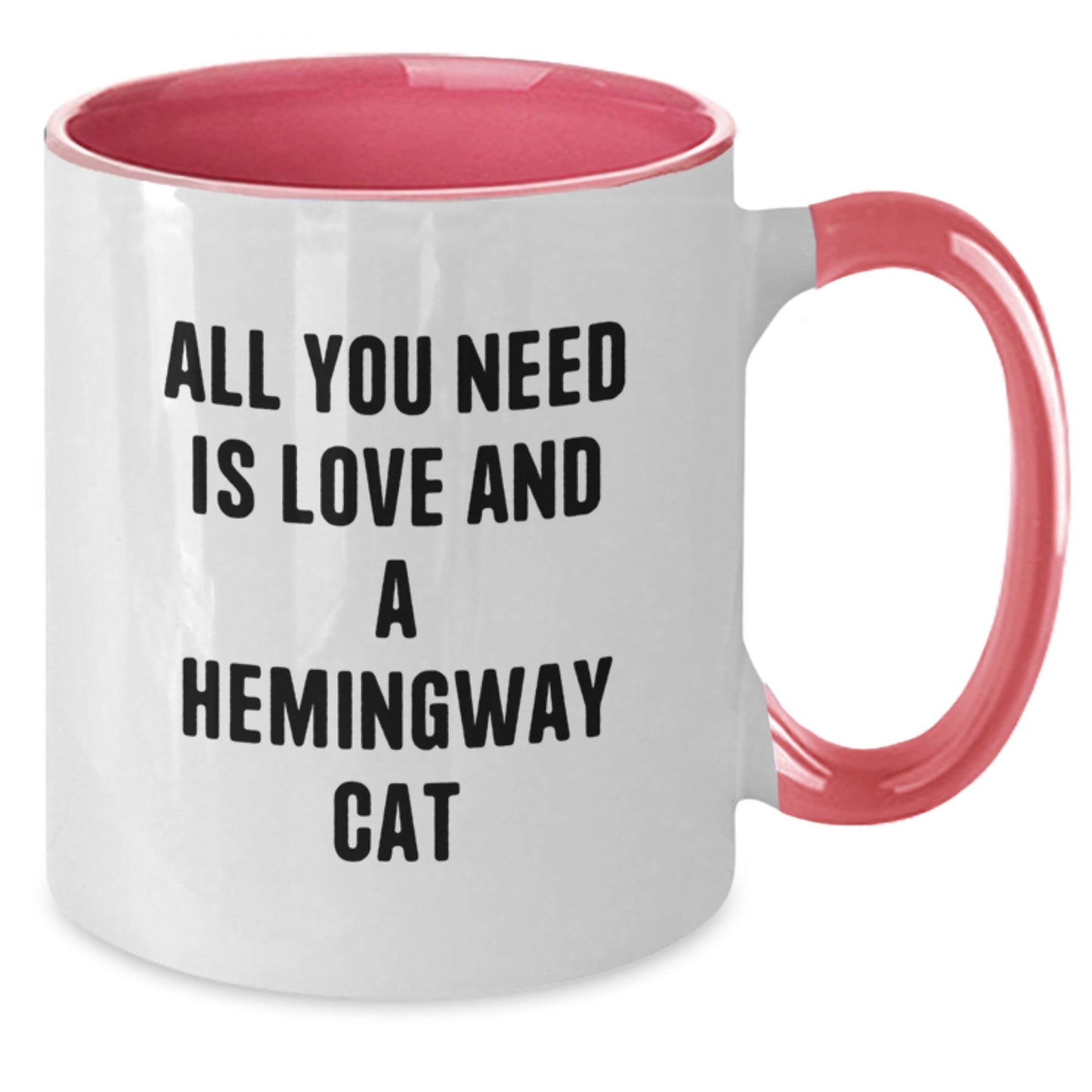 Funny Hemingway Cat Gifts from Friends for Birthday - Two Tone Coffee Mug, All You Need Is Love And A Hemingway Cat - Additional