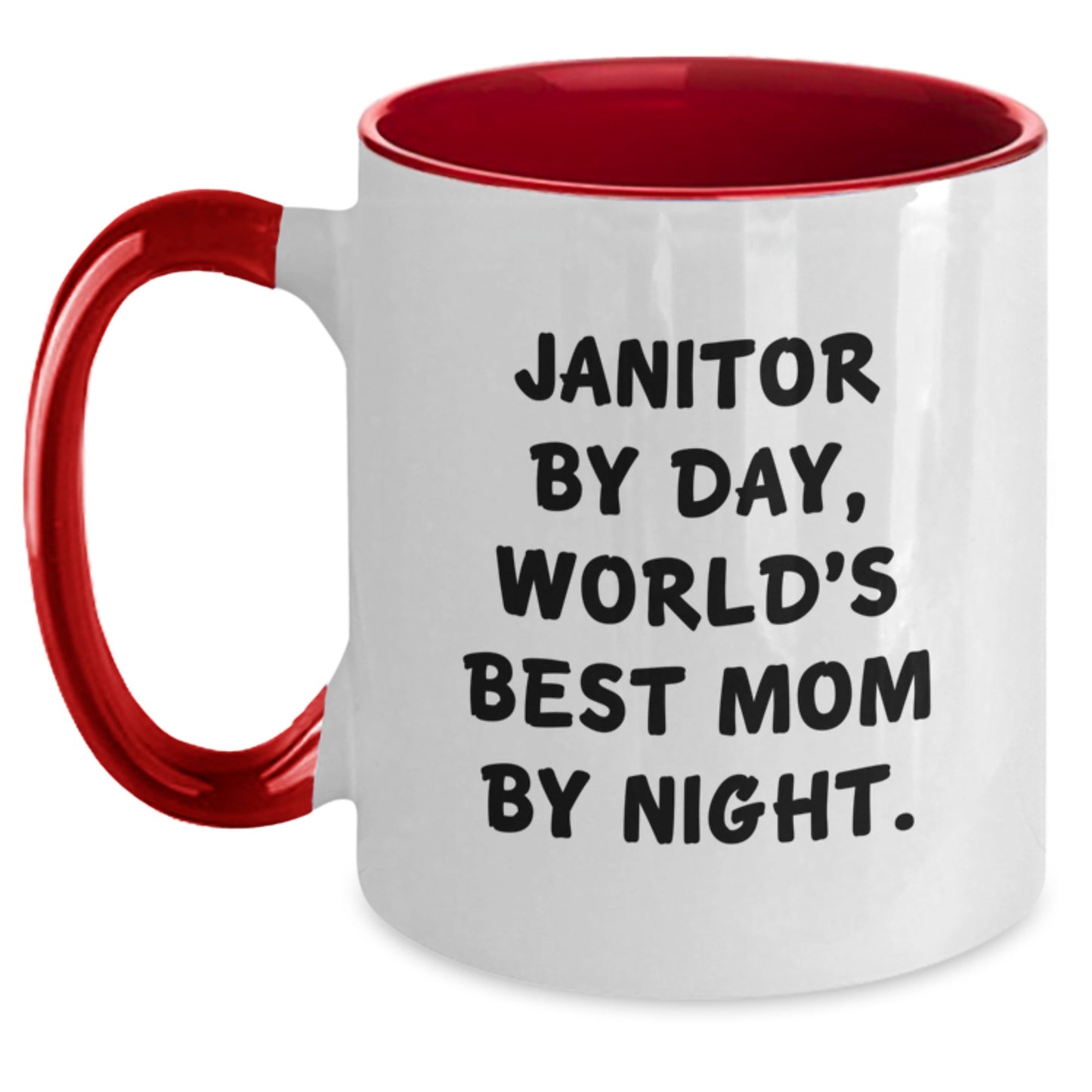Janitor Gifts from Mom, Funny Two-Tone Coffee Mug for Graduation, World's Best Mom Quote, 11oz Ceramic Mug for Janitor - Main