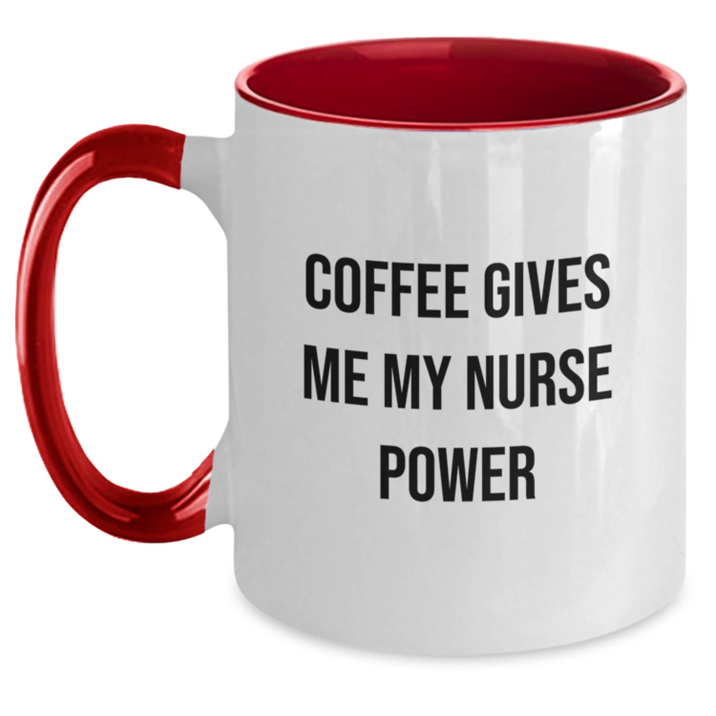 Funny Nurse Gifts from Friends, Cute Two Tone Coffee Mug for Nurse Graduation, 'Coffee Gives Me My Nurse Power' Quote - Main