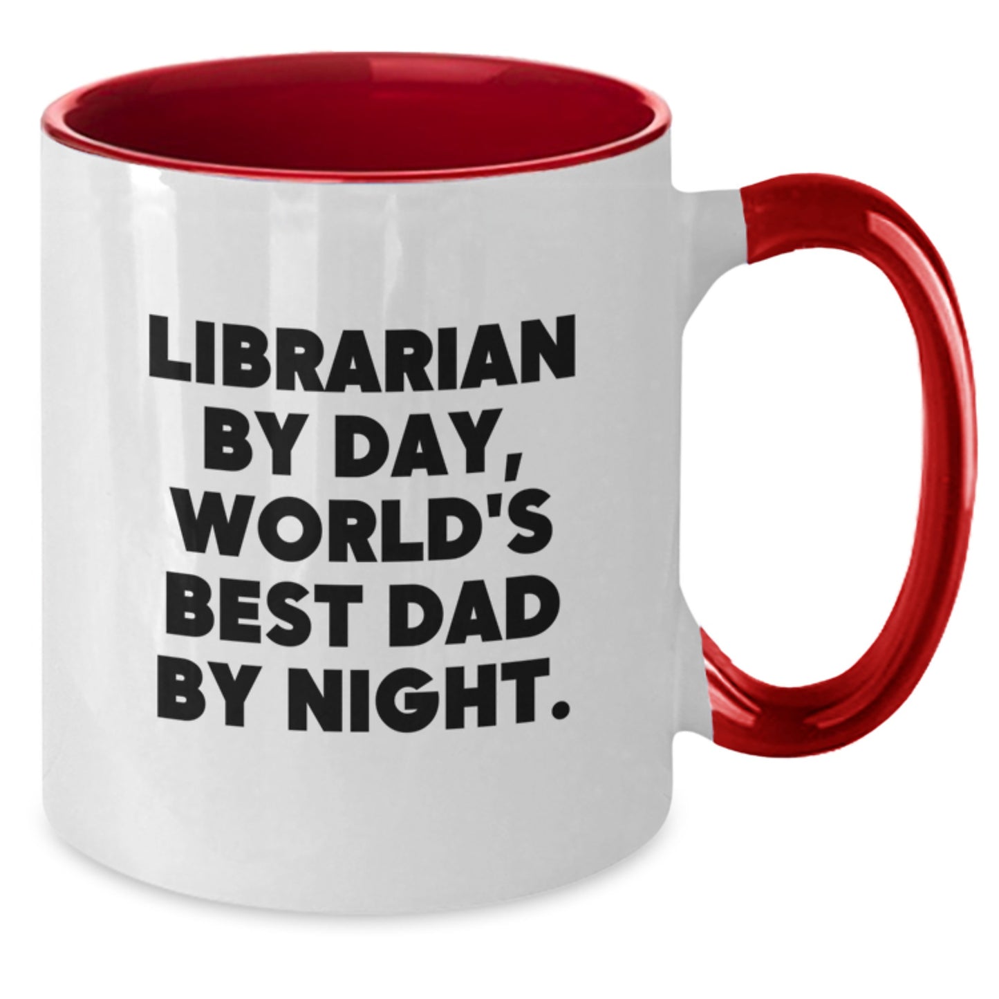 Librarian Gifts from Men - Two Tone Coffee Mug, Librarian By Day, World's Best Dad By Night., Funny Birthday Unique Gift for Librarian, 11oz Microwave Dishwasher Safe - Additional