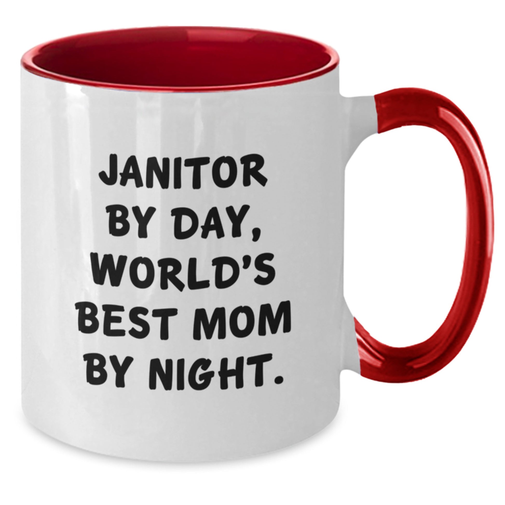 Janitor Gifts from Mom, Funny Two-Tone Coffee Mug for Graduation, World's Best Mom Quote, 11oz Ceramic Mug for Janitor - Additional