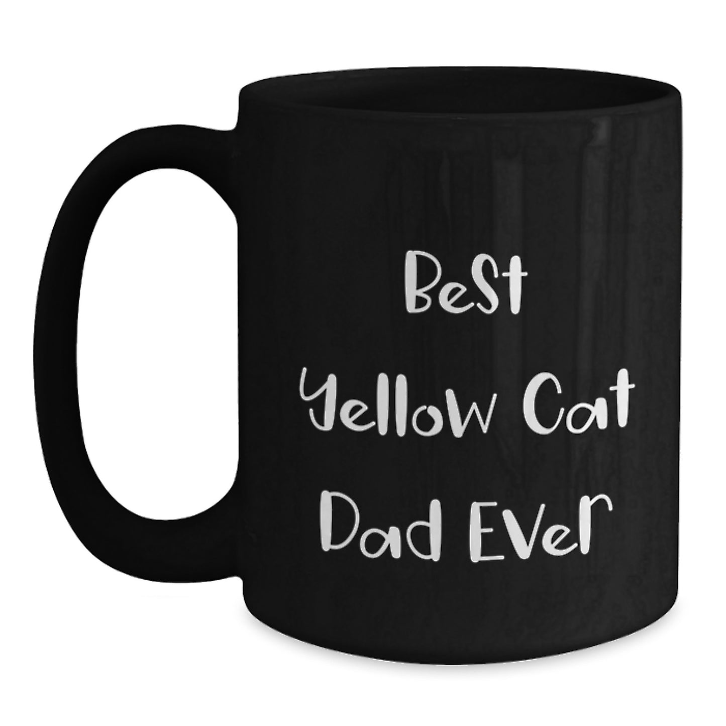Funny Yellow Cat Dad Ever Black Coffee Mug Gifts for Him from Friends - Main