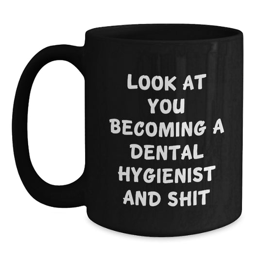 Birthday Gift Dental Hygienist Black Coffee Mug Present for Her Surprise - Main
