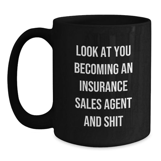 Birthday Gift for Her Insurance Sales Agent Black Coffee Mug Present - Main