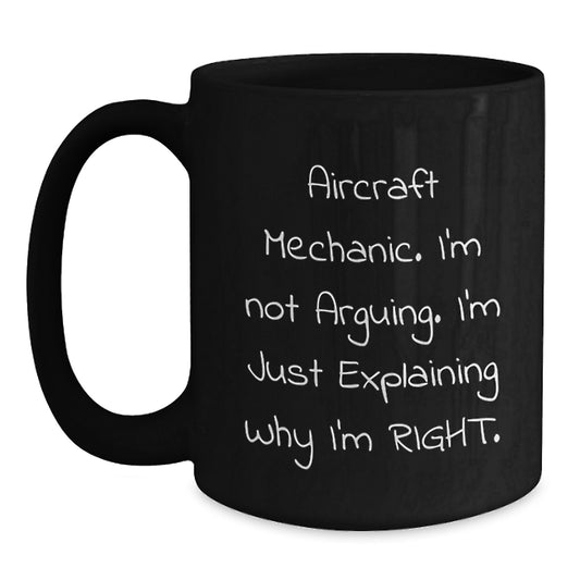 Aircraft Mechanic Keepsake Black Coffee Mug for Him 11oz Birthday Gift - Main