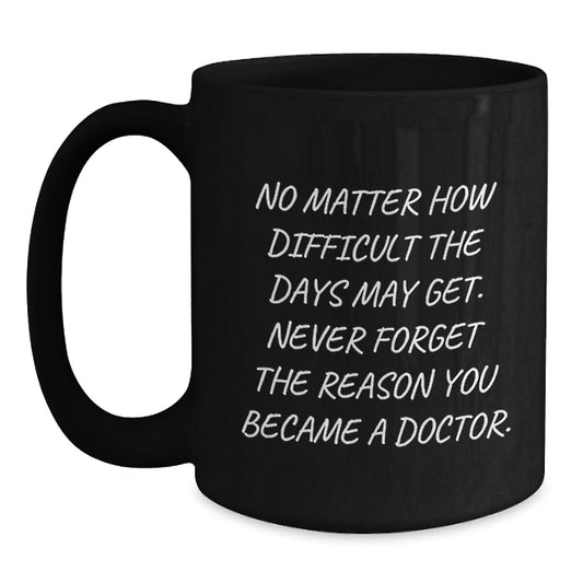 Inspirational Doctor Quotes Black Coffee Mug, Gifts from Family to Doctor, Graduation Unique Gifts - Main