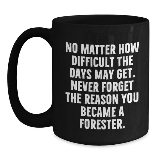 Forester Inspirational Quote Coffee Mug, Gifts from Friends for Forester, No Matter How Difficult, Black 11oz/15oz, Graduation Unique Gifts - Main